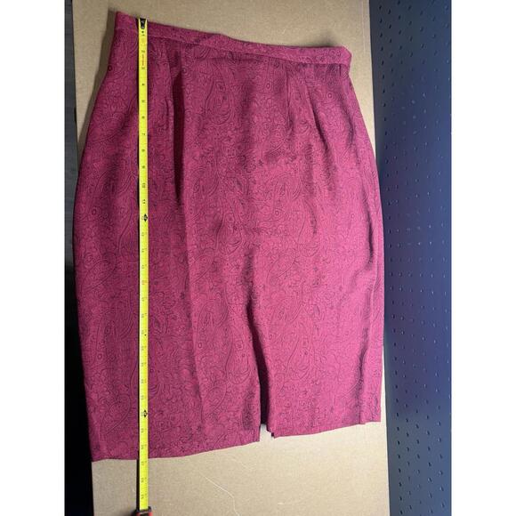 Miss Dorby Women's Deep Red Jacquard Floral Skirt Suit 12 - Picture 12 of 14